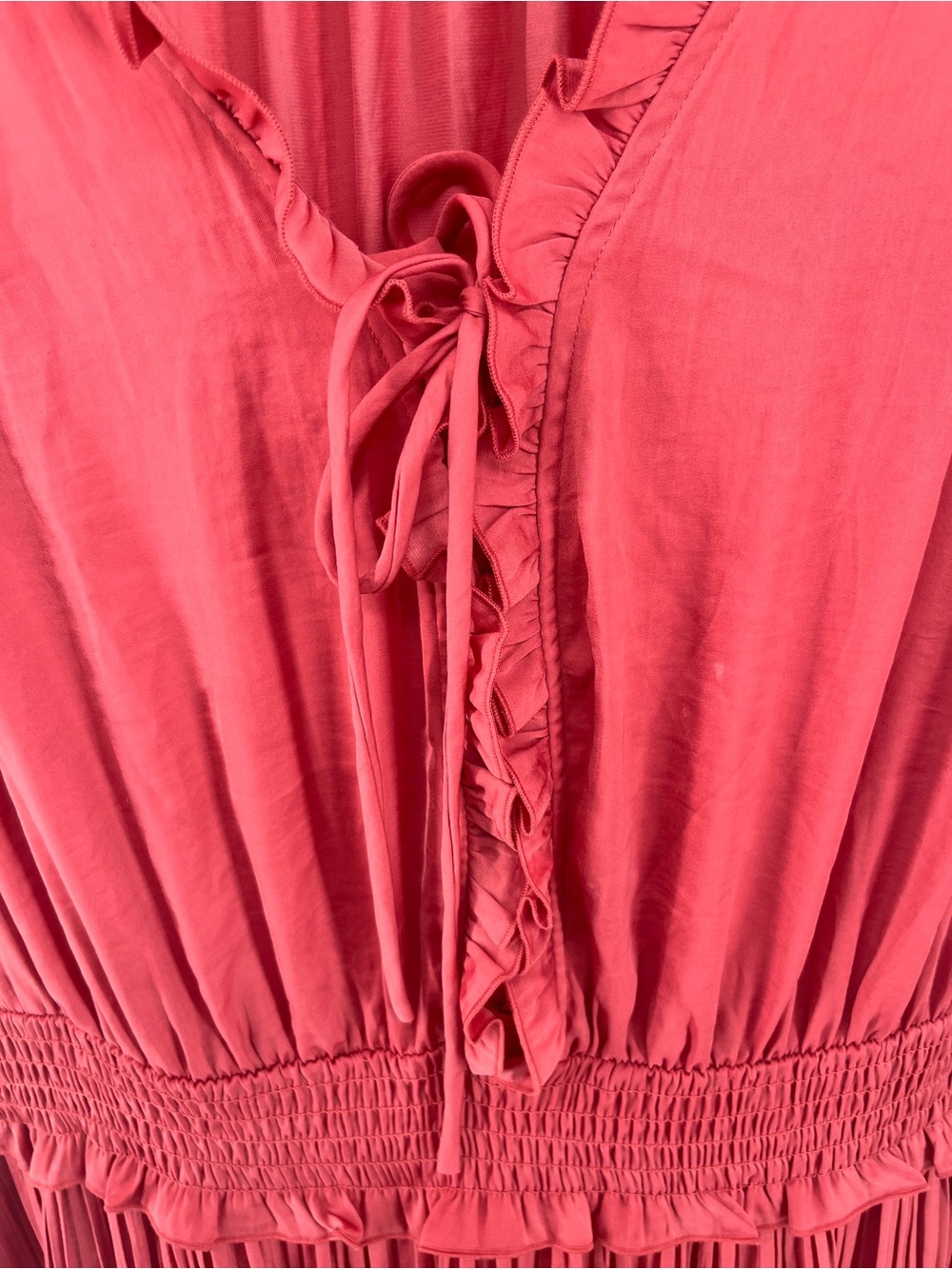 Lane Bryant Maxi Dress 26/28 Coral Pink Pleated Sleeveless Boho Resort Dress - Picture 8 of 13